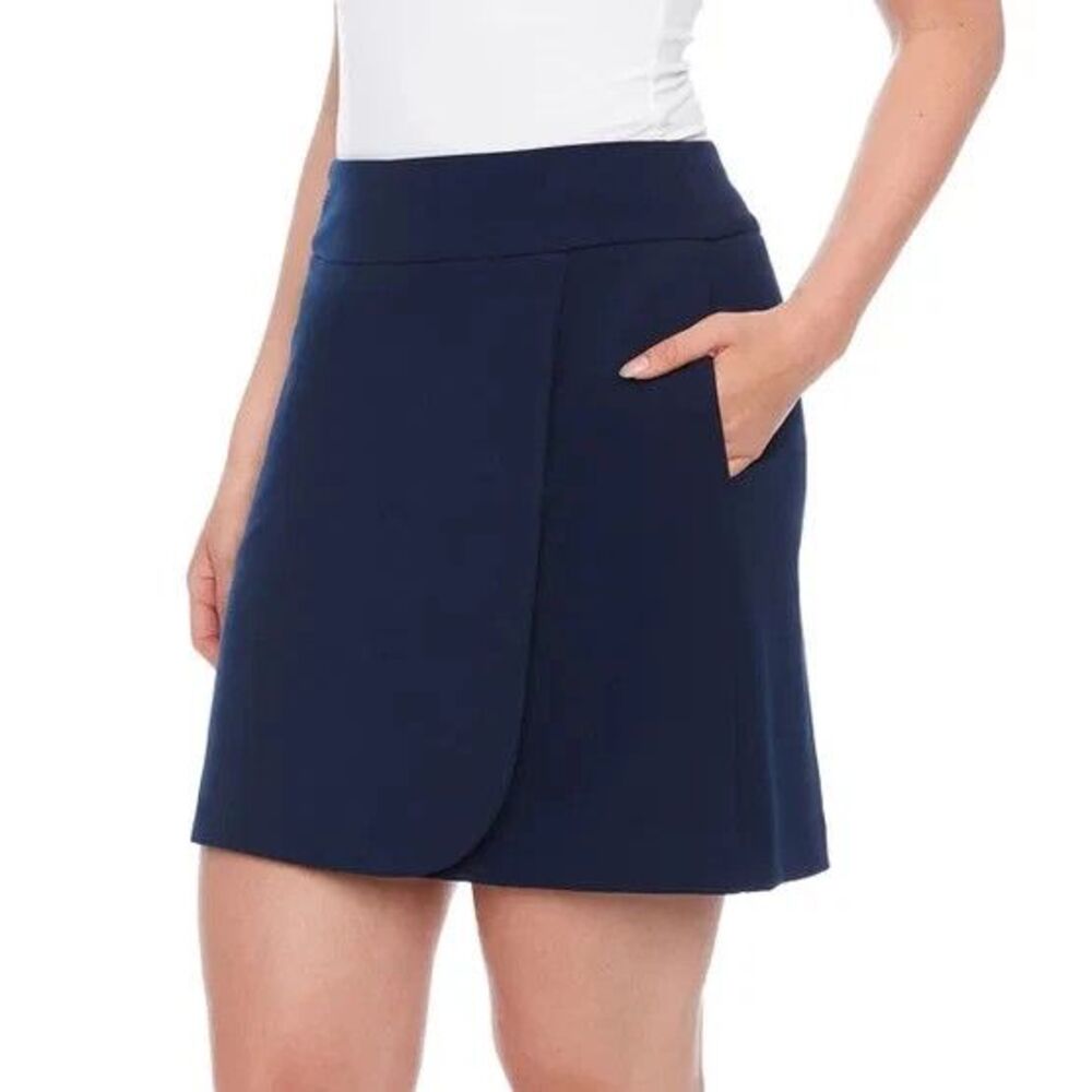 UP! Pull-On Wrap Skort Tummy Control Navy Women’s Medium Golf Tennis Active